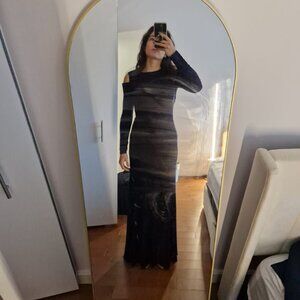 Navy Gown with Shoulder cutouts